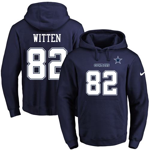 Nike Cowboys #82 Jason Witten Navy Blue Name & Number Pullover NFL Hoodie